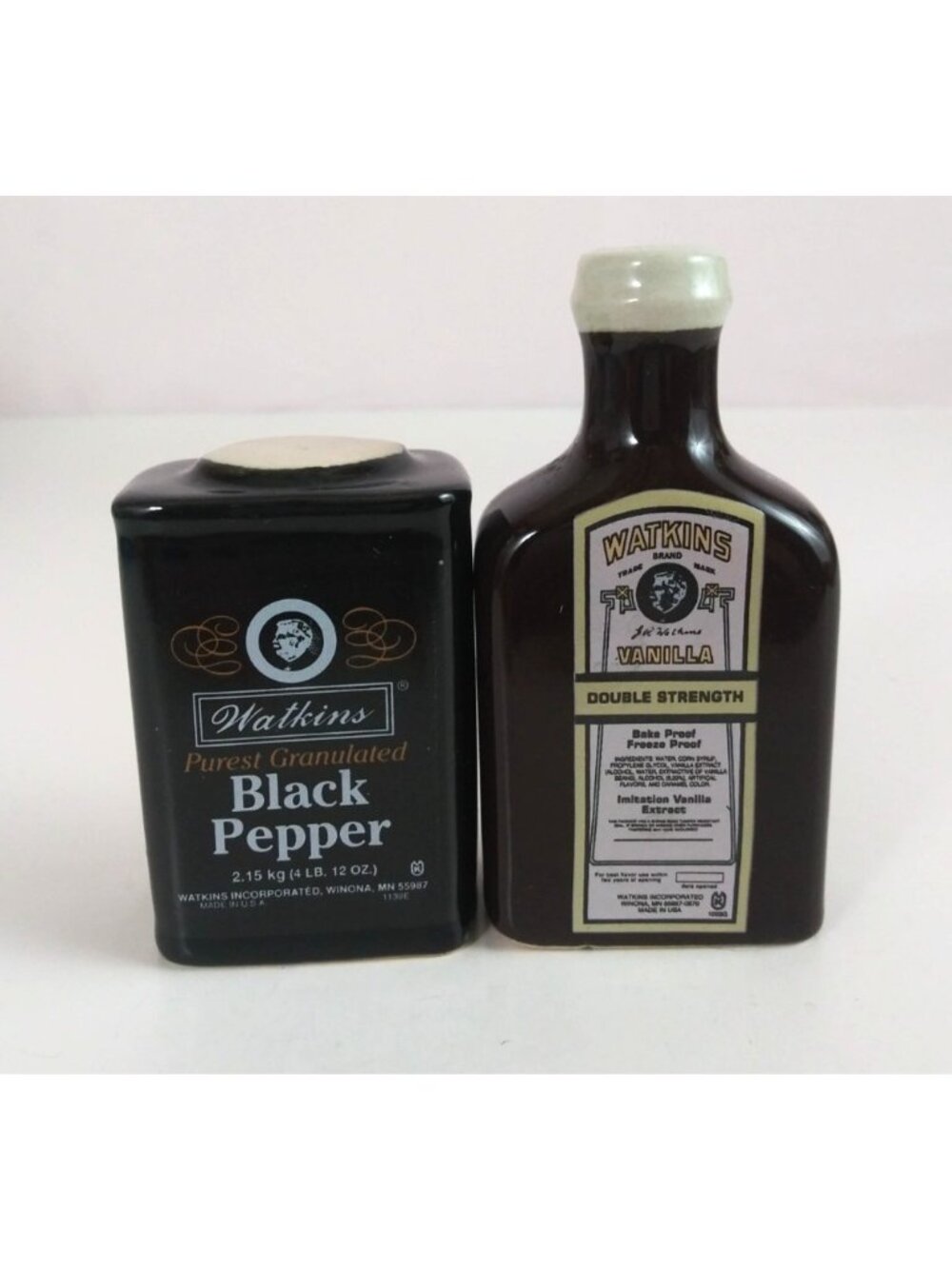Vintage Watkins Vanilla & Black Pepper Salt & Pepper Shakers Japan